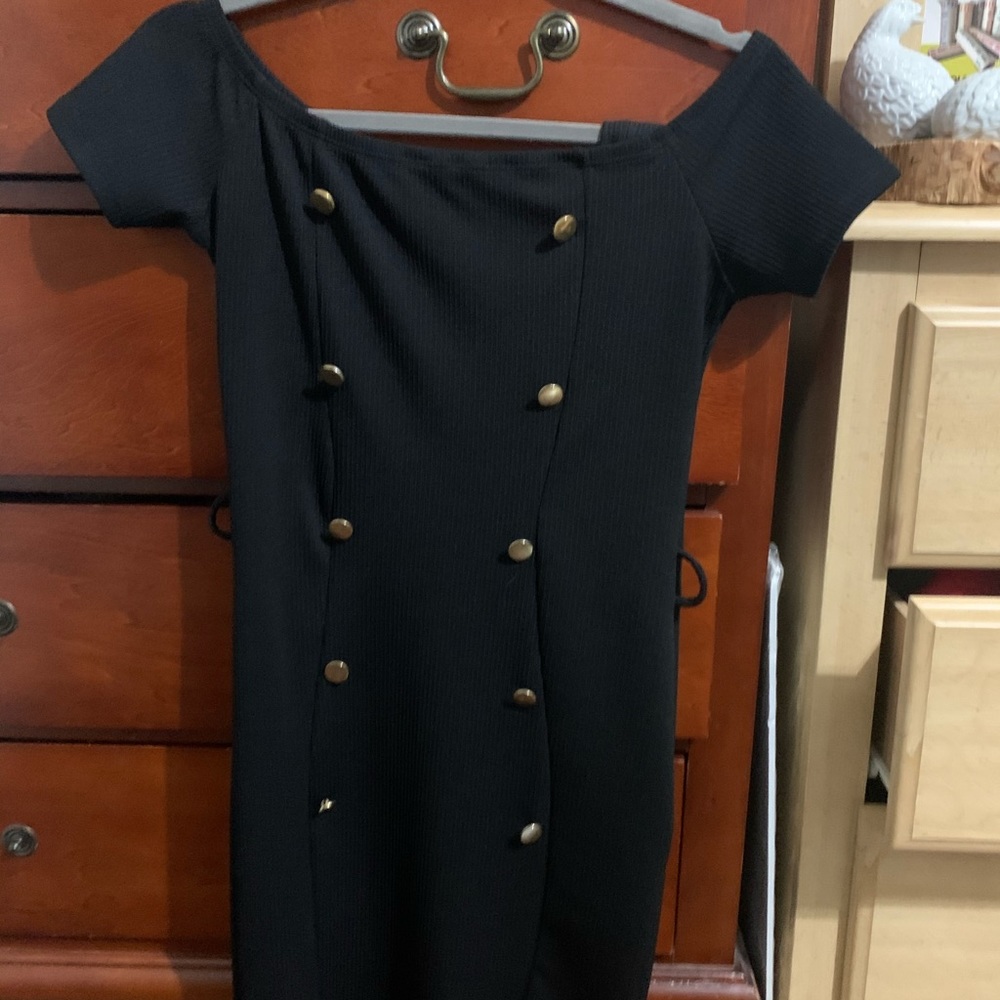 Fashion Nova Black Button Dress